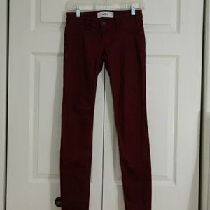 NWOT HOLLISTER Burgundy Red Jeans SMALL Juniors 3R
